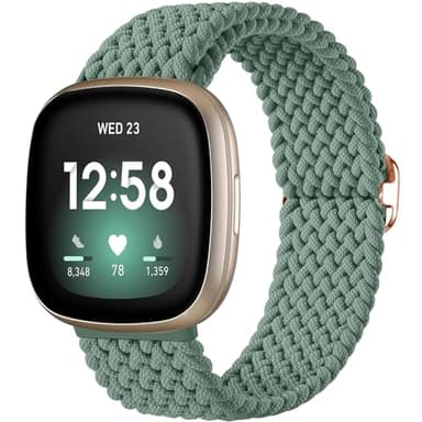 Maledan Compatible for Fitbit Sense/Sense 2/ Versa 3/ Versa 4 Bands Women Men, Adjustable Stretchy Solo Loop Elastic Nylon Sport Strap for Fitbit Versa 4/Versa 3/ Sense/Sense 2 Smart Watch Wristband