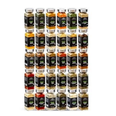 The Spice Lab Complete Organic Spices and Seasonings Set - 30 Jar Spice Kit Variety Pack - Complete Starter Spice Set Great BBQ, Grilling and Spice Gift Sets - Ultimate Culinary Cooking Spices Set