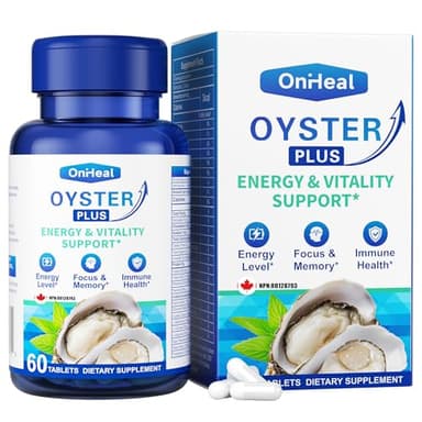 Premium Oyster Supplement - Contains Oyster Powder 100% natural oyster extract, rich in zinc and minerals, 500mg, boosts immunity and energy, Oyster Supplement for Men and Women, 60 tablets (OH-ML)