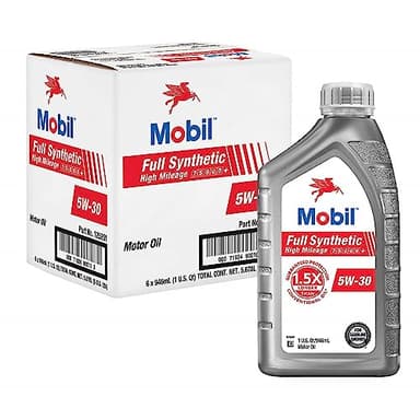 Mobil Full Synthetic High Mileage Motor Oil 5W-20, 1 Quart (6-pack)