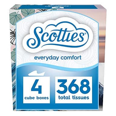 Scotties Everyday Comfort Facial Tissues, 2-Ply, 92 Tissues Per Box, (Pack of 4)