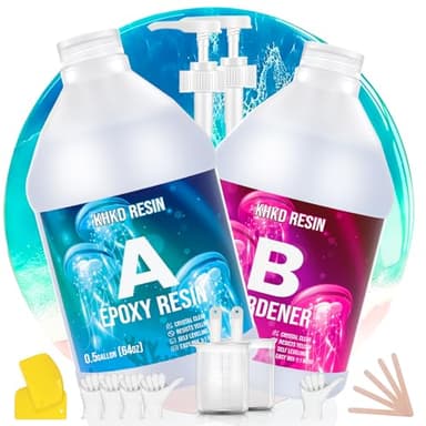 Resin Epoxy, KHKD RESIN 1 Gallon Epoxy Resin Kit- 2 Part Crystal Clear Resina Epoxica - High Gloss Odorless, UV & Impact Resistance Food Grade Epoxy Perfect for DIY Crafts, Jewelry, Art Coating