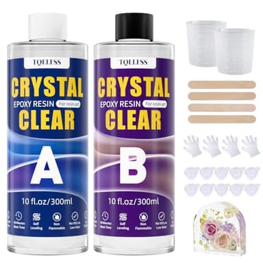 TQELFSS Epoxy Resin 20 OZ, Crystal Clear Epoxy Resin Kit, Fast Curing, Self Leveling, No Bubbles, No Yellowing Molding Casting for Molds, Jewelry Making, DIY Crafts -10 OZ Resina and 10 OZ Hardener