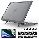 Batianda Heavy Duty Case for Old MacBook Air 13 inch 2017 Model A1466/A1369,Shockproof Protective Cover with Fold Kickstand for Enhanced Durability & Keyboard Cover Screen Protector, Grey