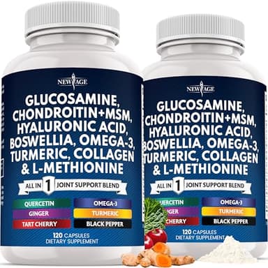 Glucosamine Chondroitin, MSM, Turmeric Curcumin, Collagen, Hyaluronic Acid, Omega 3 – Health Supplement for Men & Women – 240 Count