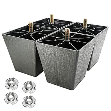 Murtenze 4Pack 4 inch Sofa Legs, Square Tapered Plastic Couch Legs Replacement Furniture Legs with M10 Hanger Bolts for Chair Sofa Dresser Cabinet Loveseats Ottoman Bed