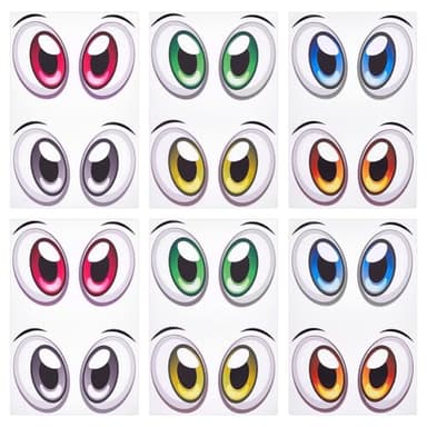 PH PandaHall 12 Pairs Eye Sticker, 3 Colors Paper Sticker Funny Sticker for Mower Robot Suction Robot Devices Car Vacuum Cleaner Notebook Household Appliances Indoor and Outdoor