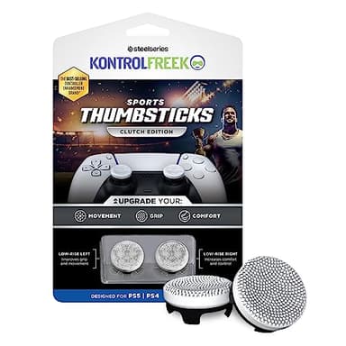 KontrolFreek Clutch for PlayStation 5 (PS5) and PlayStation 4 (PS4) Controller | Performance Thumbsticks | 2 Low-Rise Concave | Black & White