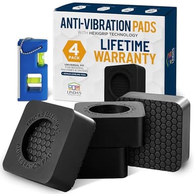 Anti Vibration Pads for Washing Machine and Dryer (Set of 4) - Washer Anti Vibration Pads with HexiGrip™ - Washing Machine Accessories & Leveling Pads - Vibration Dampening Mat