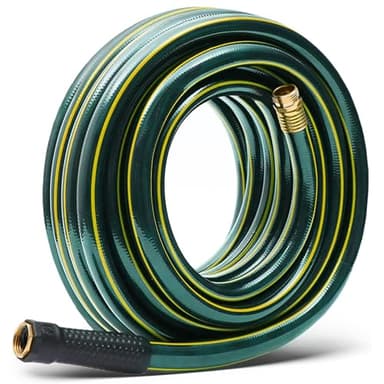 Solution4Patio Homes Green Garden Hose 3/4 in. x 25 ft. -Kink Free, No Leaking, Male/Female Fittings -Heavy Duty Durable Flexible Lightweight Water Pipe -Brass Aluminum Ends for Household & Commercial