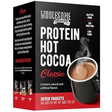 Protein Hot Chocolate, Keto Hot Chocolate Mix, Low Carb Hot Cocoa, 15g Protein, 3g Net Carbs, Low in Sugar, Instant Hot Coco, 7 Individual Macro-Controlled Packages (Classic, 1 Pack)