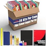 Trail maker 24 Pack Bulk Back to School Supplies for Kids | 20 Piece School Supply Kits in Bulk for Kindergarten, Elementary, K-12 with Notebook, Crayons, Pencils, and More