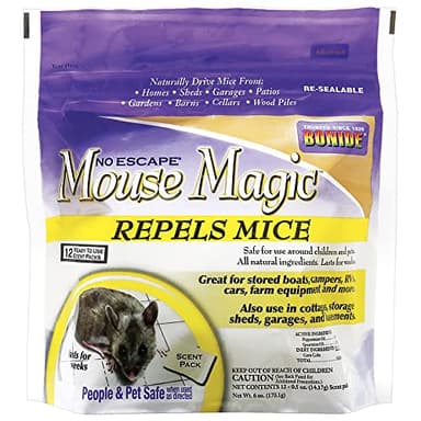 Bonide Mouse Magic Mouse Repellent Scent Packs, 4 Ready-to-Use Packs for Indoor & Outdoor Use, People & Safe 12-pk