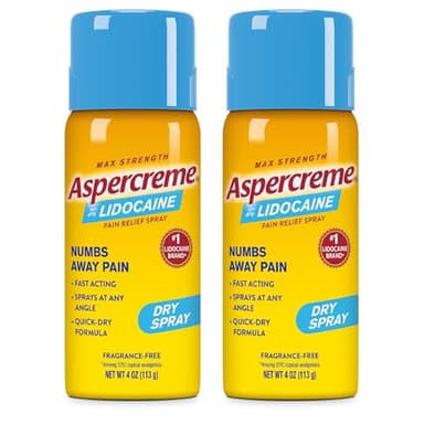 Aspercreme Lidocaine Dry Spray Soothes Aggravated Nerves, Numbing Topical Pain Relief Spray with Max-Strength 4% Lidocaine Sprays at Any Angle, 4 Oz., 2 pk