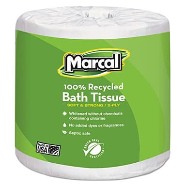 Marcal - MRC6079 Toilet Paper 100% Recycled - 2 Ply White Bath Tissue, 336 Sheets Per Roll - 48 Rolls per Case Green Seal Certified Toilet Paper 06079