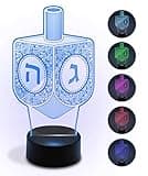Ner Mitzvah Chanukah Decorative Light-up Acrylic Dreidel - Hanukkah Led Multicolored Party Decor - Holiday Decoration for Table - High Tech Hanuka Centerpiece Gadget