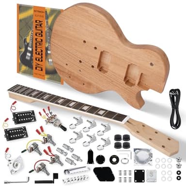 STRICH DIY Electric Guitar Kit, LP Style Mahogany Body & Maple Neck Guitar with HH Pickups, Easy to Assemble Kit with All Parts Included – Build Your Own Electric Guitar SLP-D30