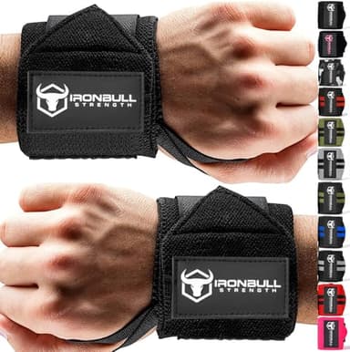 USPA & IPL Approved Wrist Wraps - 18' Premium Quality with Thumb Loop - Best Gym Wraps for Lifting, Curls & Dips - Powerlifting & Weight Training - Black
