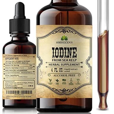 Iodine Drops – Natural Iodine Liquid from Sea Kelp – Thyroid Supplement for Energy, Digestion & Immune Support – Organic Non-GMO Formula – 4 fl oz