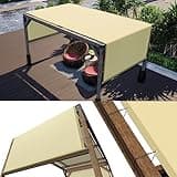 ColourTree 8' W x 16' L Beige Pergola Sun Shade Canopy Replacement Cover, Commercial Grade 260 GSM Cloth for Outdoor Patio, Includes Stainless Steel Weighted Rods (We Make Custom Size)