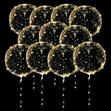 ComboJoy 20 Pack Led Balloons Light Up with Warm White Lights, 25 Transparent Balloons and 20 Pcs Led Lights, Perfect Supply for Wedding, Birthday Party, Glow Stick Party