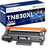 TN830XL Toner Cartridge High Yield Replacement for Brother TN830 TN-830 TN830 XL TN-830XL use with HL-L2460DW DCP-L2640DW HL-L2405W MFC-L2820DW HL-L2480DW Printer (1 Black 3000 Pages)