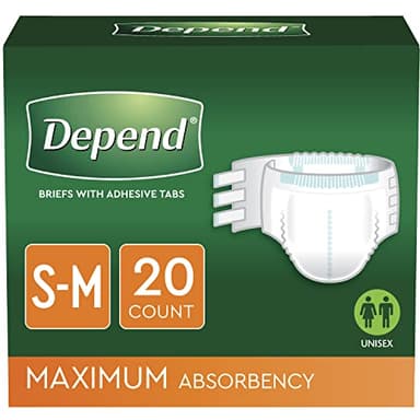 Depend Incontinence Protection with Tabs, Maximum Absorbency, S/M, 60 Count (3 Packs of 20) (Packaging May Vary)
