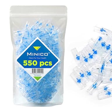 MINICO 550 Cigarette Filters that Remove Tar and Chemical 550 Pieces Cigarette Filter Tips Regular & King Size 8mm Blue Cigarette Holders, BPA-Free Smoking Experience Can be Carried in Cigarette Case