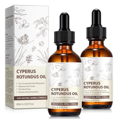 Rulviou 2 Pack Natural Cyperus Rotundus Oil for Hair Removal – Gentle & Effective Body Hair Growth Reducer, 4 fl.oz Bottles for All Skin Types, Non-Irritating Formula