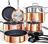 Deluxe DUXANO 14PC Healthy Pots and Pan With 9H Anti-scratch Coating, 2-Layer Non-Stick Ceramic&PFAS Free, Sensitively&Evenly Induction Cooking, Enhanced Flavor with Infrared Cookware, Dishwasher Safe