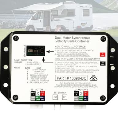 Dual Motor Synchronous Velocity Slide Controller Compatible with Lippert in-Wall Slide-Out on RV Replace Part #13398-D0 #13398-C2 Controller V-Sync II
