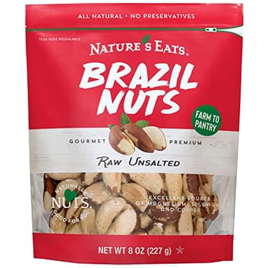 Nature’s Eats Raw Brazil Nuts - Whole Unsalted Superfood Snack from Brazil - Heart Healthy, Keto, Vegan - High in Selenium and Protein - Perfect for Baking, Trail Mix, or Snacking, 8 oz