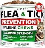 Flea Treatment for Cats - Flea and Tick Prevention for Cats - 160 Soft Treats - Natural Oral Supplement Pills for Kittens - All Breeds & Ages - Made in USA