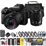 Panasonic Lumix S5 IIX Mirrorless Camera with 20-60mm and 50mm Lenses Kit (DCS5M2XW/W) + 64GB Memory Card + Filter Kit + Color Filter Kit + Corel Photo Software + DMW-BLK22 Battery + Bag + More