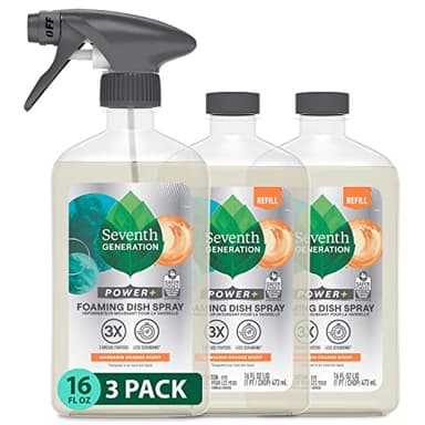 Seventh Generation Foaming Dish Spray, 3 Refills and 1 Sprayhead, 16 Fl Oz (Pack of 3)