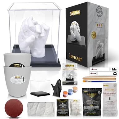 Crafts North Hand Casting DIY Kit for Couples | Complete kit with Acrylic Display, Wooden Base, and Step-by-Step Guide to Create a Perfect Hand molding Christmas Gift