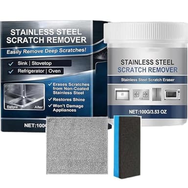 Stainless Steel Scratch Remover Kit, Scratch Removal Kit - Heavy-Duty Sink and Appliance Repair Paste, Rust Remover for Metal, Stainless Steel Scratch Remover for Oven, Appliances, Sink, Cook (1PCS)