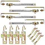Tandefio 4 Set Sliding Pocket Door Soft Shut Hanger Quiet Close Pocket Door Hardware 3 Wheel Soft Shut Pocket Door Track with Metal Bearings #1060 Replacement Kit, Single Direction