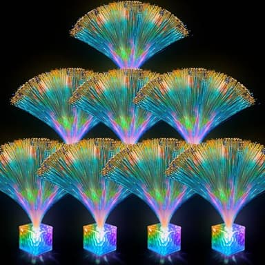 Amylove 8 Pcs Mini Fiber Optic Lamp Bulk Small LED Party Light Color Changing Table Centerpiece Decor for Glow in The Dark Favors Supplies Valentines Day Wedding Decorations (9 Inch,Clear)