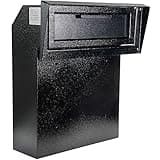 Pochar Rainproof Heavy Duty Mailbox Door Drop Box - Galvanized Steel Weatherproof Mailbox for Keys, Deposit, Payment, Mails - Through The Door Mail Drop Box (Black)