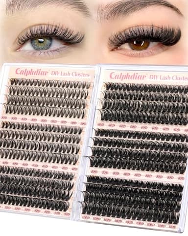 Calphidar Eyelash Clusters 30D+40D+50D+60D+80D+100D, DIY Curly Wispy Individual Natural Lash Extension for Beginners, 476PCS D, 10-16MM