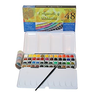 SENNELIER L'Aquarelle French Watercolor Paint, Metal Set Of 48 Half Pans