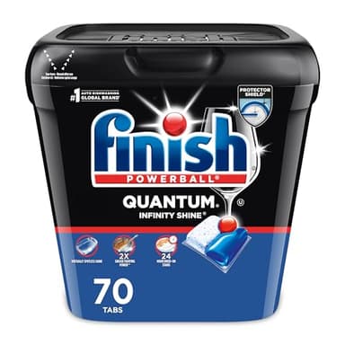 Finish Quantum Infinity Shine Dishwasher Pods, No Pre-Rinse Dishwasher Detergent Soap Removes 24HR Dried-On Stain and Grease, Leaving a Virtually Spotless Shine, 70 Count