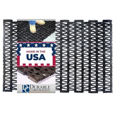 Durite Outdoor Door Mat, Recycled Tire-Link Welcome Rubber Patio or Entrance Front Door Mat, 17" x 25", Heavy Duty, Long Lasting, Durable, Sturdy, Easy to Clean, Herringbone Weave, Black