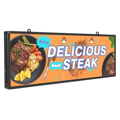 P5 Outdoor IP65 Waterproof 39"x14" Programmable LED Sign Board - WiFi Full Color High-Res Scrolling Display, USB Control, Custom Images & Video for Business
