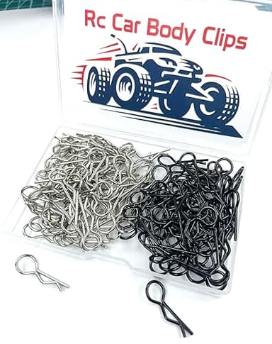 130PCS RC Car Body Clips R Pins Universal Silver and Black for All 1/10 Scale Traxxas Redcat HPI Axial HSP 1/8 1/10 1/12 RC Car Truck Buggy Shell Body Clips Pins RC Vehicles Replacement Parts