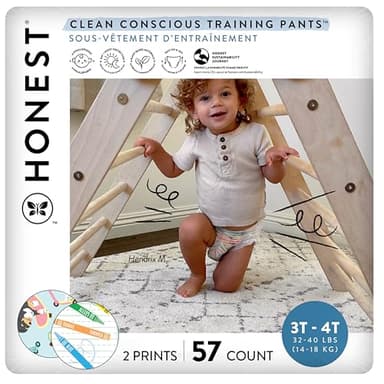 The Honest Company Clean Conscious Training Pants for Sensitive Skin, Hypoallergenic, Fragrance-Free, Let's Color See Me Rollin', Size 3T/4T (32-40 lbs), 57 Count