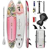 11'4''Inflatable Paddle Board with Kayak Seat, Premium Paddle Board Accessories, Non-Slip Comfort Deck, Dual Bungees, Camera Mount, Stand Up Paddleboard Inflatable for Adults, Paddleboarding,Surfing