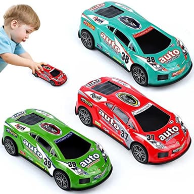 ZOHANINDL 7 inch Friction Power Car Toys Set, Push and Go Pull Back Trucks Wind up Race Car 3 Pack Suitable for Toddlers 3 4 5 6 7 Year Old Kids Toys for Boys and Girls Birthday Party