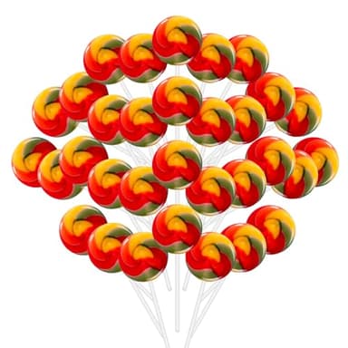 32 Pack Rainbow Candy Lollipops Without Dyes and Artificial Colors, Individually Wrapped Lollipops Sucker Bulk, Swirl Lollipop Candies, Candy Buffet, Gluten Free, Easter Snacks
